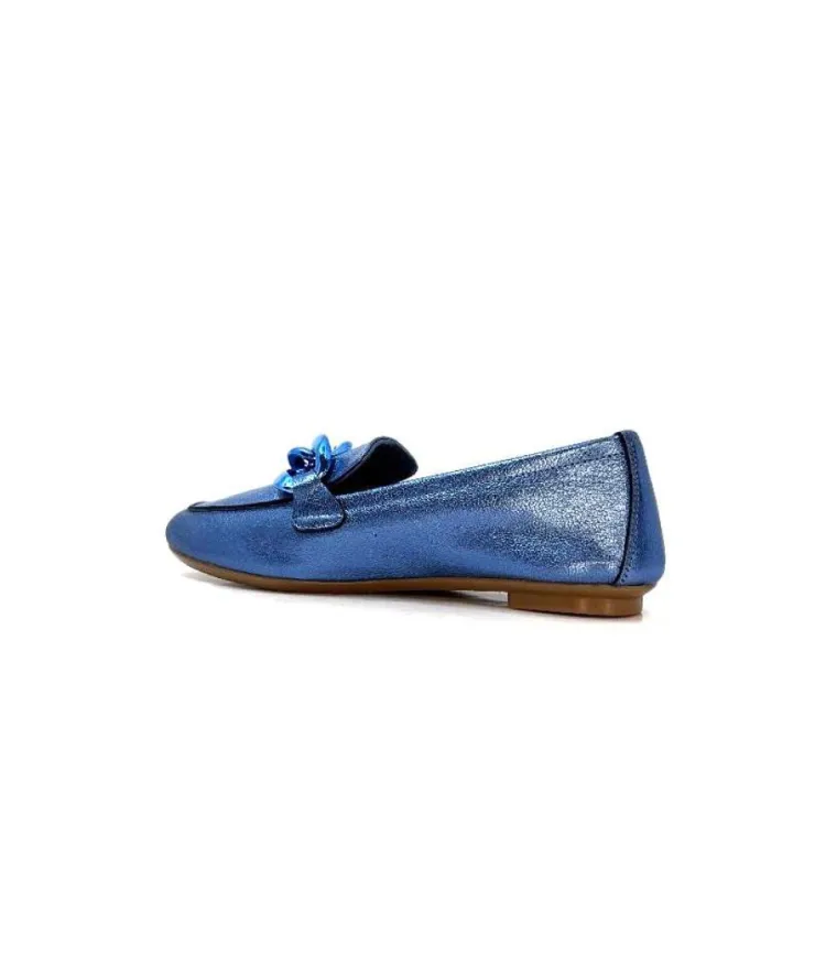 Requin s Hartega Cuir Metal Bleu*Femme Mocassins