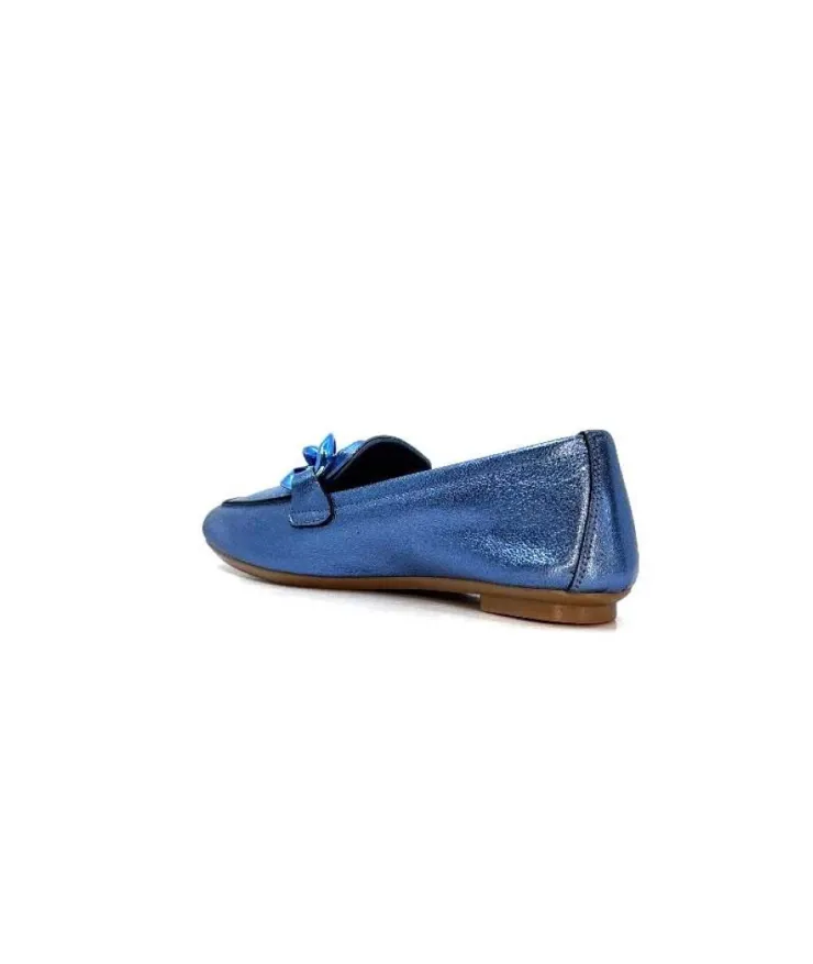Requin s Hartega Cuir Metal Bleu*Femme Mocassins