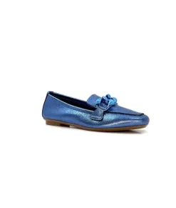 Requin s Hartega Cuir Metal Bleu*Femme Mocassins