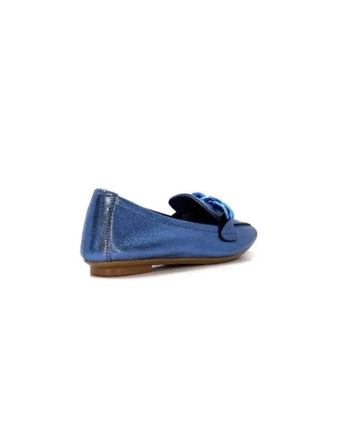 Requin s Hartega Cuir Metal Bleu*Femme Mocassins