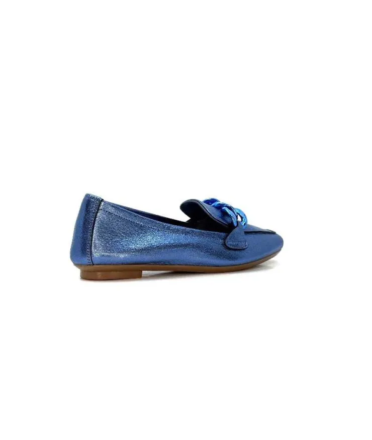 Requin s Hartega Cuir Metal Bleu*Femme Mocassins