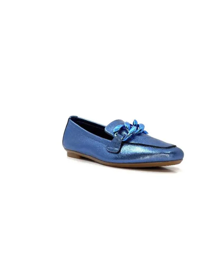 Requin s Hartega Cuir Metal Bleu*Femme Mocassins