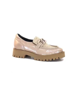 Softwaves 8-36-16 /02 Cuir Vernis & Tweed Beige*Femme Mocassins