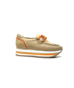 Softwaves 7-78-56 Cuir Et Daim Camel*Femme Mocassins