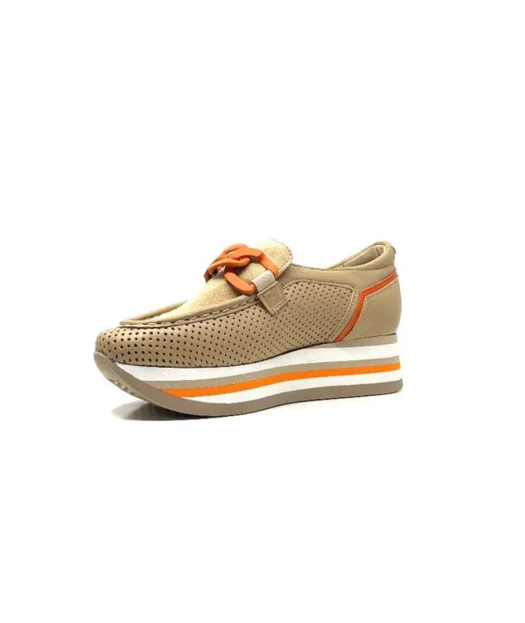 Softwaves 7-78-56 Cuir Et Daim Camel*Femme Mocassins