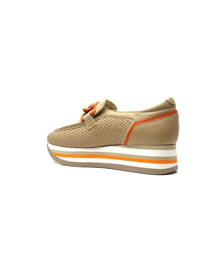 Softwaves 7-78-56 Cuir Et Daim Camel*Femme Mocassins