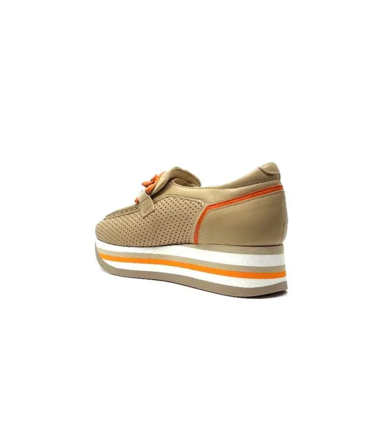 Softwaves 7-78-56 Cuir Et Daim Camel*Femme Mocassins