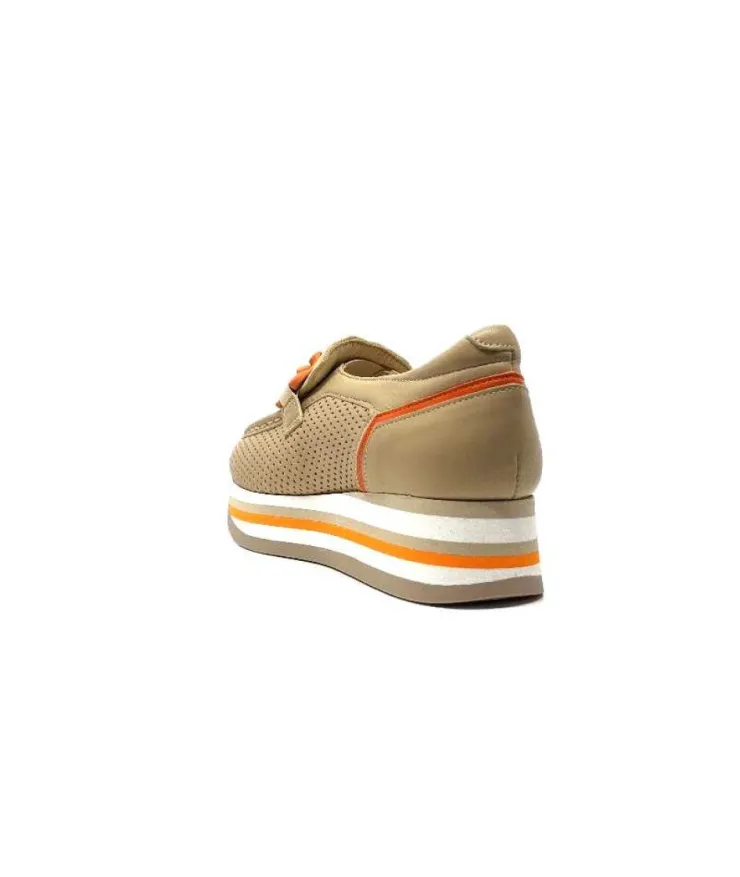 Softwaves 7-78-56 Cuir Et Daim Camel*Femme Mocassins