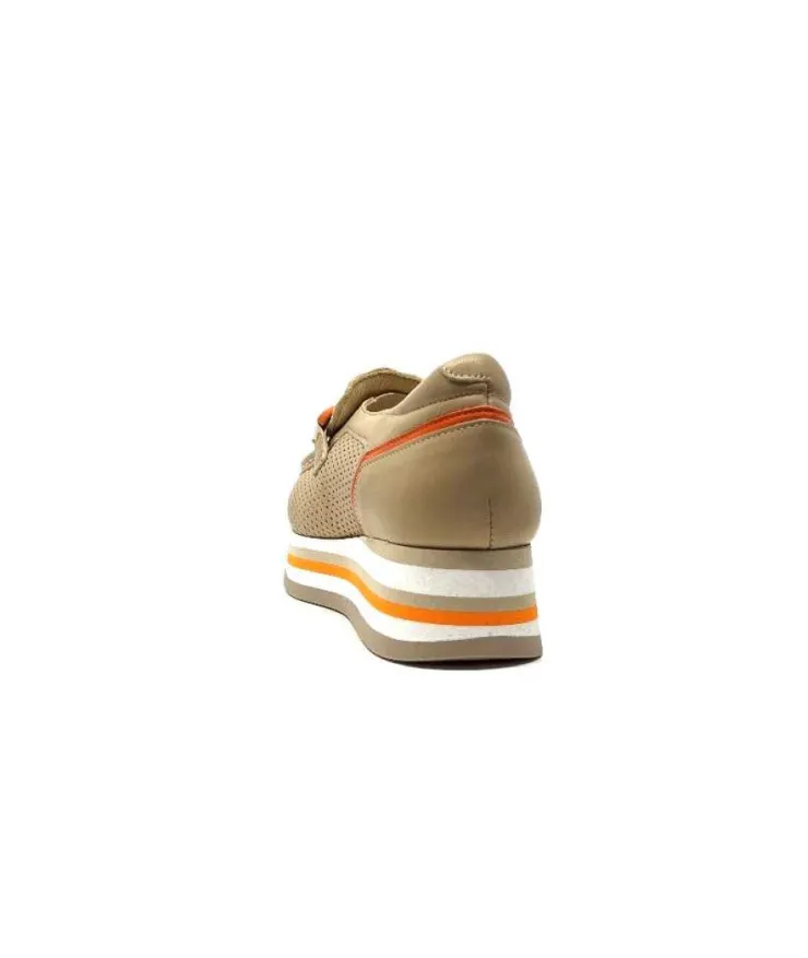 Softwaves 7-78-56 Cuir Et Daim Camel*Femme Mocassins