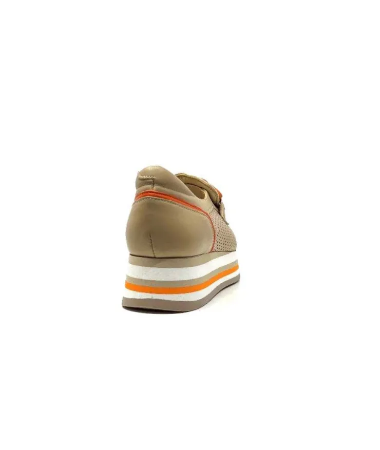 Softwaves 7-78-56 Cuir Et Daim Camel*Femme Mocassins