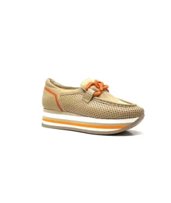 Softwaves 7-78-56 Cuir Et Daim Camel*Femme Mocassins