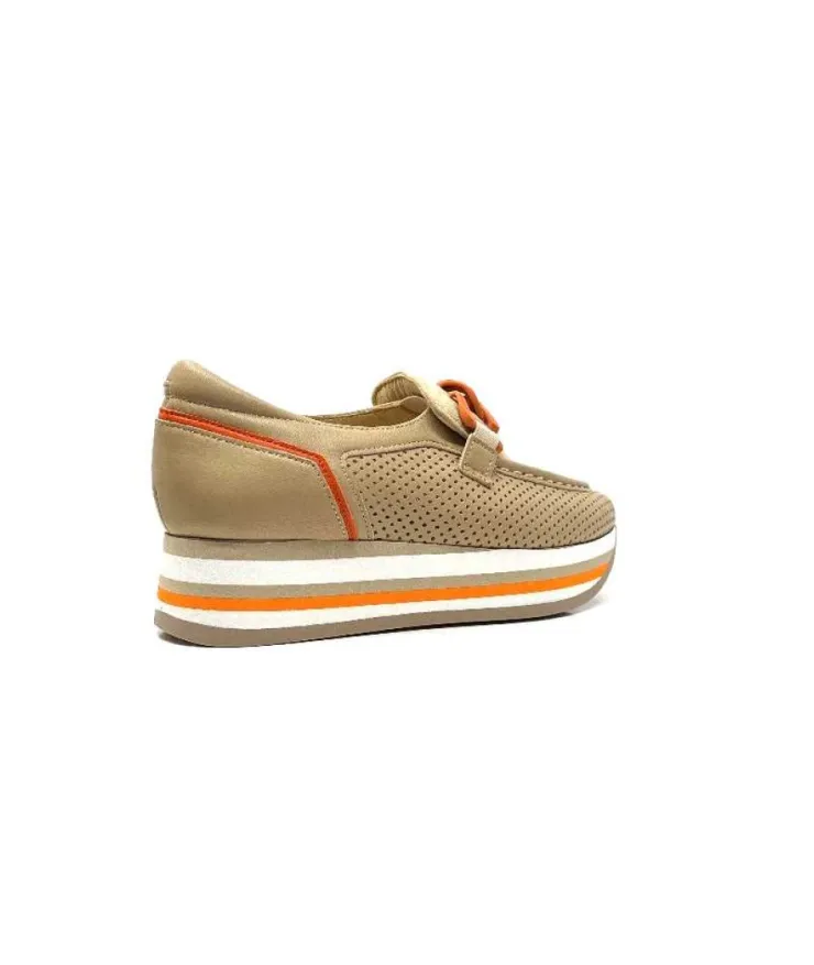 Softwaves 7-78-56 Cuir Et Daim Camel*Femme Mocassins
