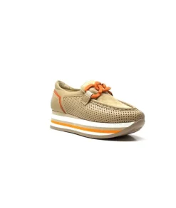 Softwaves 7-78-56 Cuir Et Daim Camel*Femme Mocassins