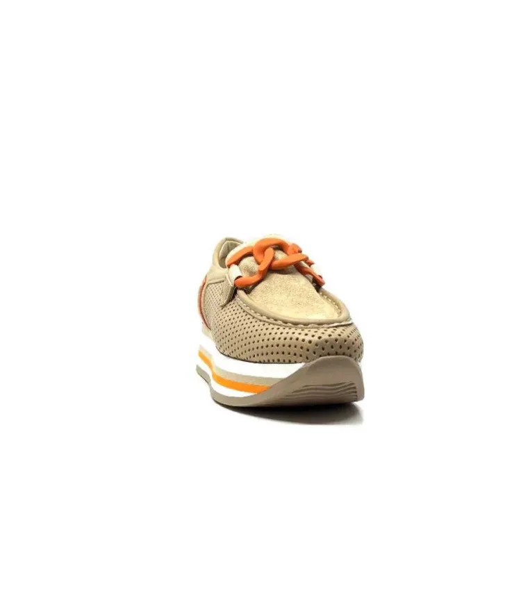Softwaves 7-78-56 Cuir Et Daim Camel*Femme Mocassins