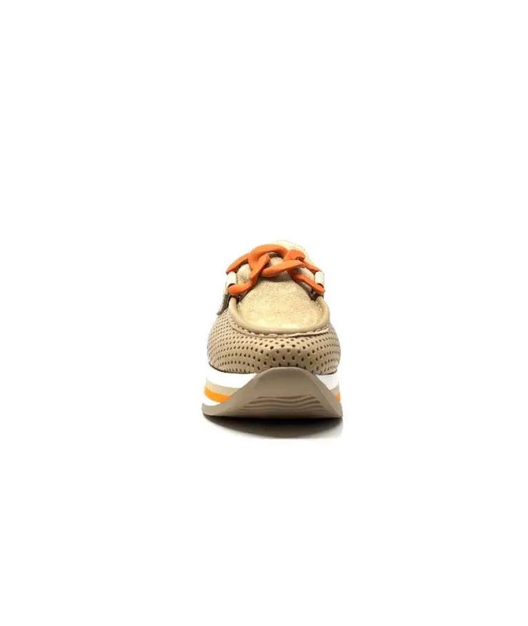 Softwaves 7-78-56 Cuir Et Daim Camel*Femme Mocassins