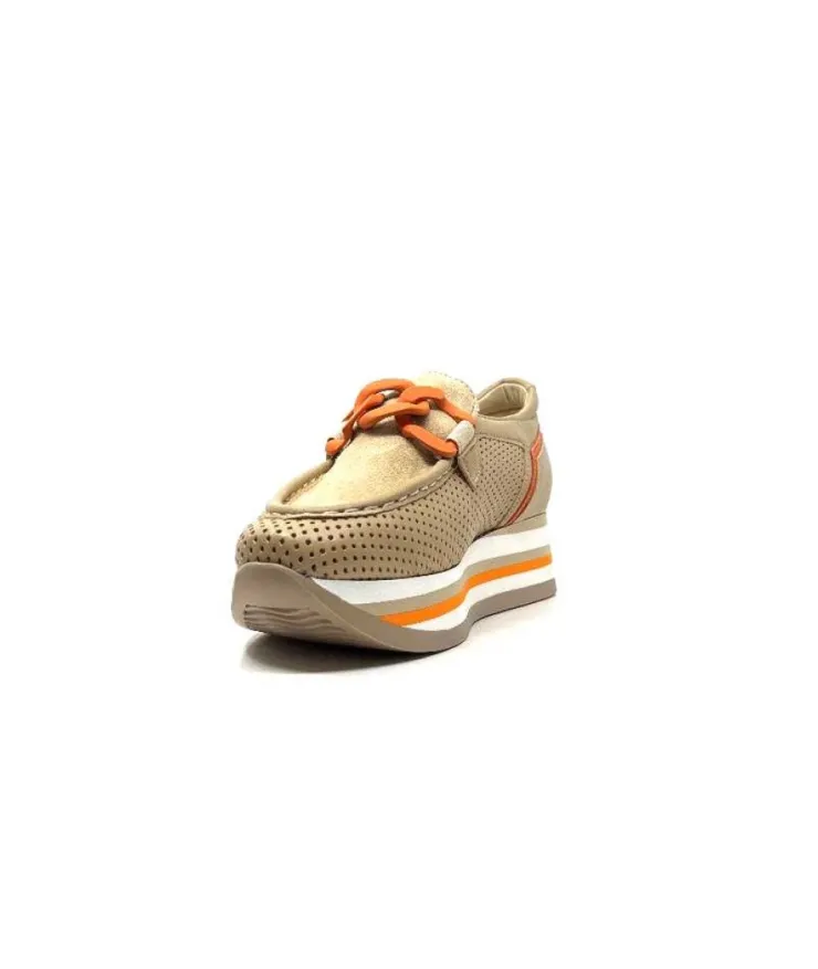 Softwaves 7-78-56 Cuir Et Daim Camel*Femme Mocassins