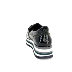 Softwaves 7.78.61 Cuir Vernis Et Daim Kaki*Femme Mocassins