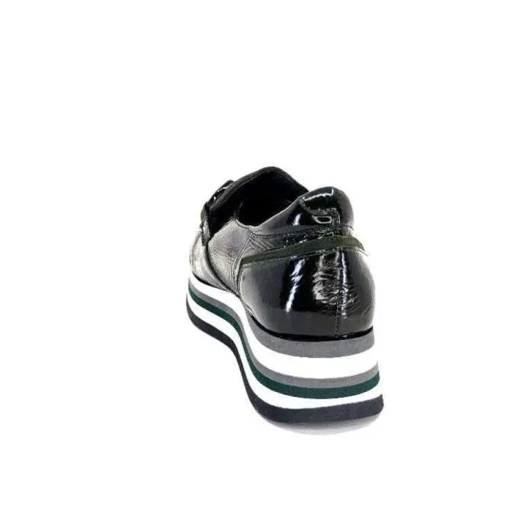 Softwaves 7.78.61 Cuir Vernis Et Daim Kaki*Femme Mocassins