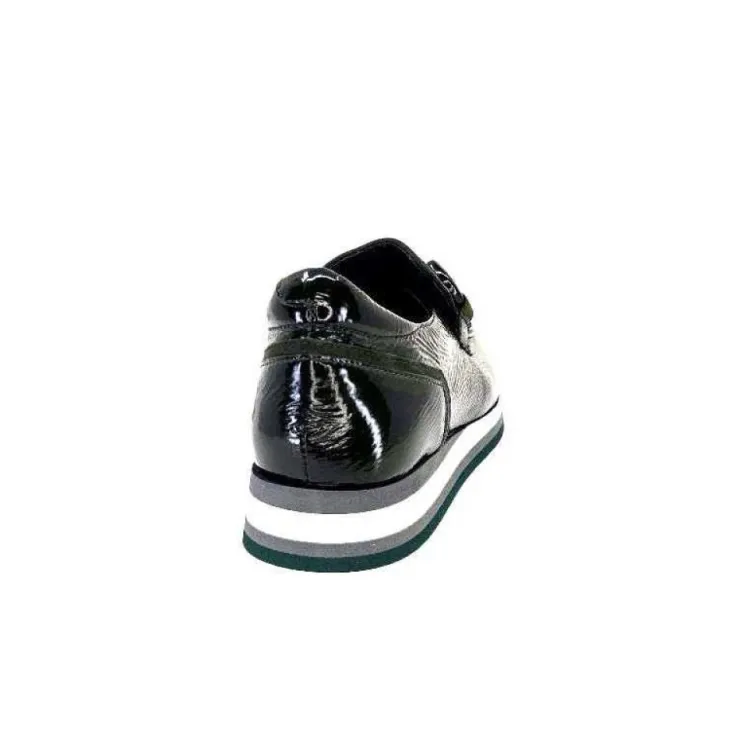 Softwaves 7.78.61 Cuir Vernis Et Daim Kaki*Femme Mocassins