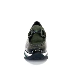 Softwaves 7.78.61 Cuir Vernis Et Daim Kaki*Femme Mocassins