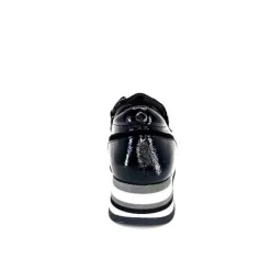 Softwaves 7.78.61 Cuir Vernis Et Daim Noir*Femme Mocassins