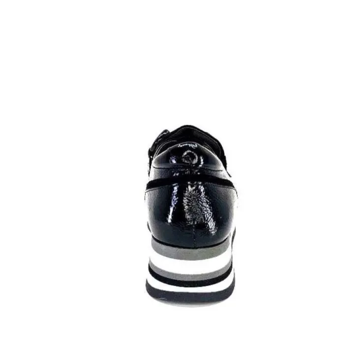 Softwaves 7.78.61 Cuir Vernis Et Daim Noir*Femme Mocassins