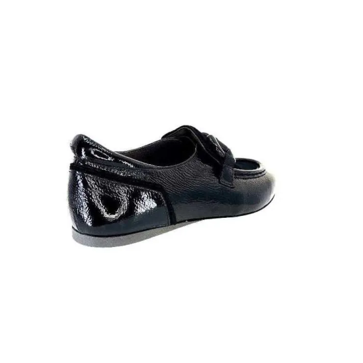 Softwaves 7.78.61 Cuir Vernis Et Daim Noir*Femme Mocassins