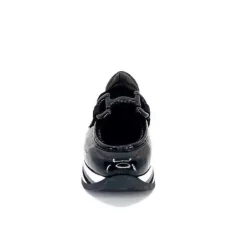 Softwaves 7.78.61 Cuir Vernis Et Daim Noir*Femme Mocassins