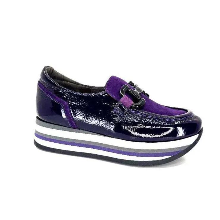 Softwaves 7.78.61 Cuir Vernis Et Daim Violet*Femme Mocassins