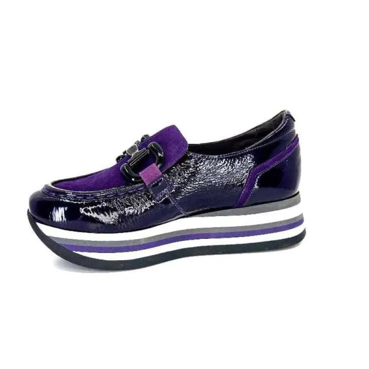 Softwaves 7.78.61 Cuir Vernis Et Daim Violet*Femme Mocassins