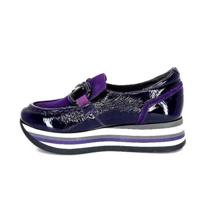 Softwaves 7.78.61 Cuir Vernis Et Daim Violet*Femme Mocassins