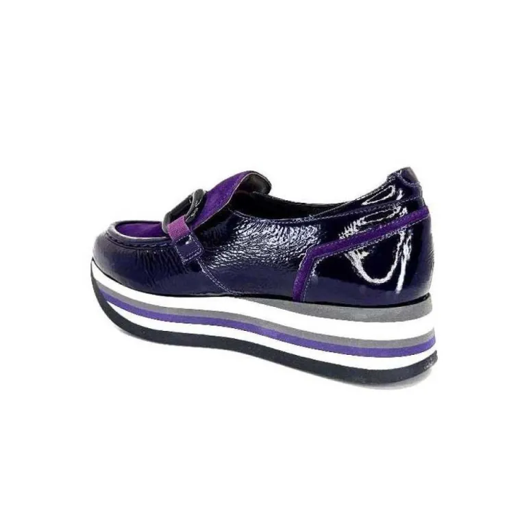 Softwaves 7.78.61 Cuir Vernis Et Daim Violet*Femme Mocassins