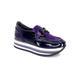 Softwaves 7.78.61 Cuir Vernis Et Daim Violet*Femme Mocassins
