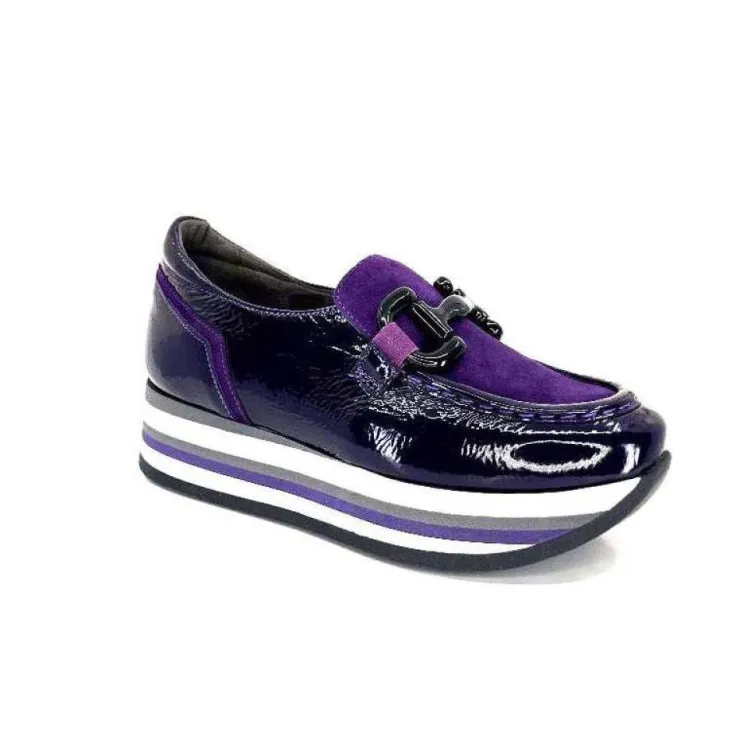 Softwaves 7.78.61 Cuir Vernis Et Daim Violet*Femme Mocassins