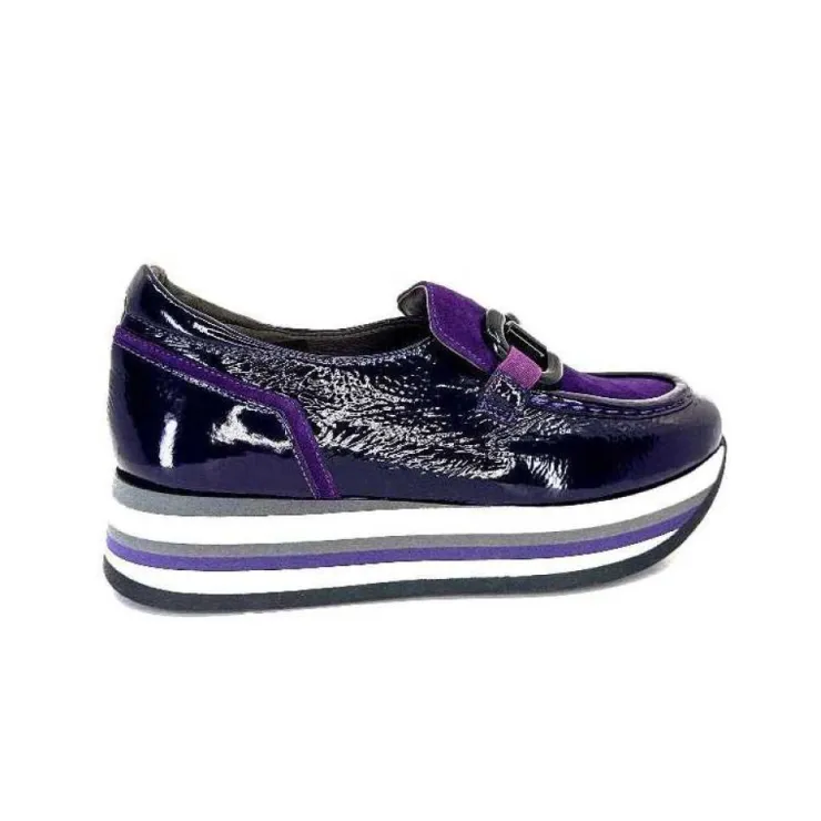 Softwaves 7.78.61 Cuir Vernis Et Daim Violet*Femme Mocassins