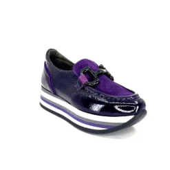 Softwaves 7.78.61 Cuir Vernis Et Daim Violet*Femme Mocassins