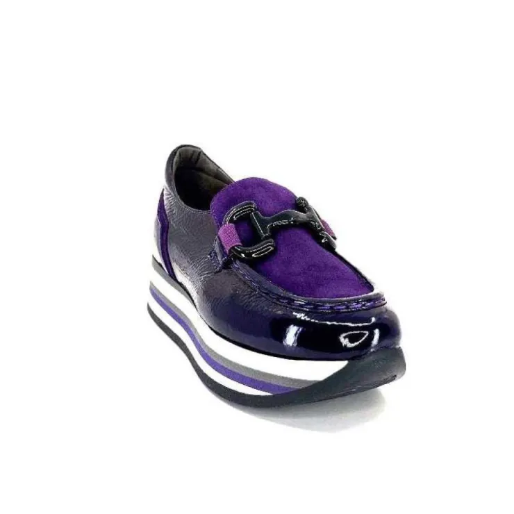 Softwaves 7.78.61 Cuir Vernis Et Daim Violet*Femme Mocassins