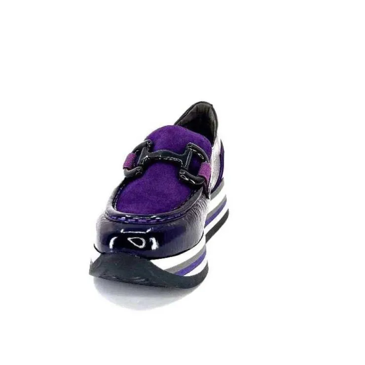Softwaves 7.78.61 Cuir Vernis Et Daim Violet*Femme Mocassins