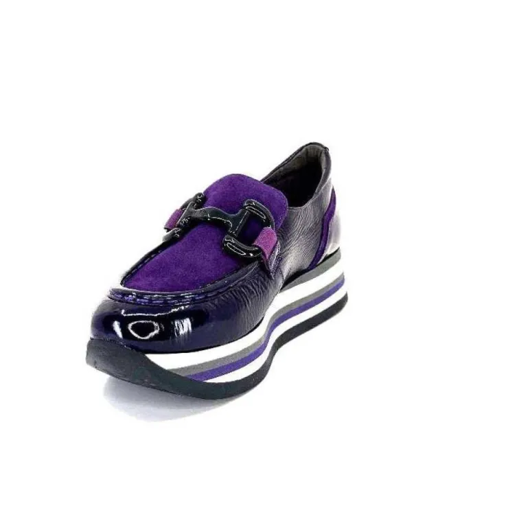 Softwaves 7.78.61 Cuir Vernis Et Daim Violet*Femme Mocassins