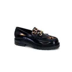 Triver Flight 707.01B Cuir Noir Poulain Leo*Femme Mocassins