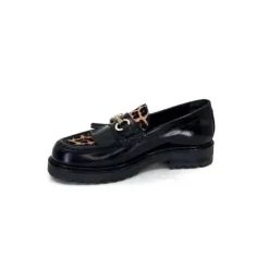 Triver Flight 707.01B Cuir Noir Poulain Leo*Femme Mocassins
