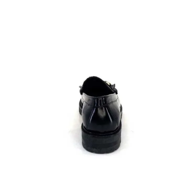 Triver Flight 707.01B Cuir Noir Poulain Leo*Femme Mocassins
