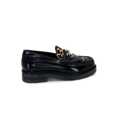 Triver Flight 707.01B Cuir Noir Poulain Leo*Femme Mocassins