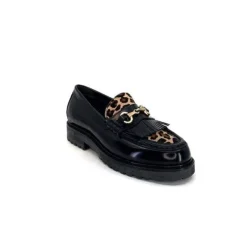 Triver Flight 707.01B Cuir Noir Poulain Leo*Femme Mocassins