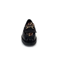 Triver Flight 707.01B Cuir Noir Poulain Leo*Femme Mocassins