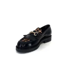 Triver Flight 707.01B Cuir Noir Poulain Leo*Femme Mocassins