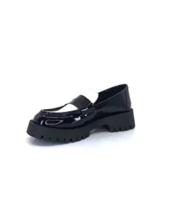 We Do 11244 Cg Cuir Noir & Vernis Blanc*Femme Mocassins