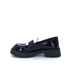 We Do 11244 Cg Cuir Noir & Vernis Blanc*Femme Mocassins