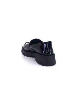 We Do 11244 Cg Cuir Noir & Vernis Blanc*Femme Mocassins