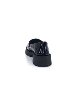 We Do 11244 Cg Cuir Noir & Vernis Blanc*Femme Mocassins